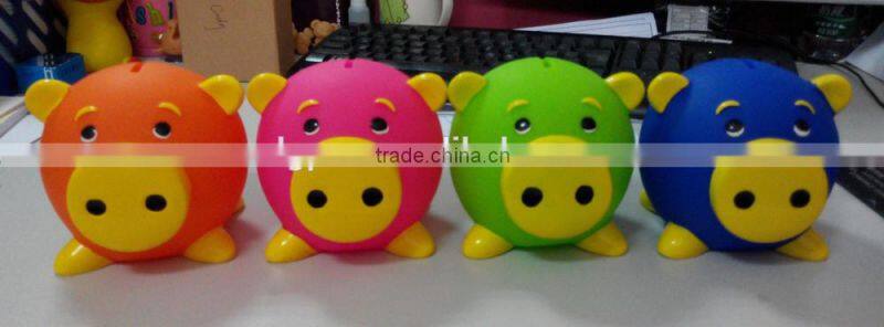 plastic pvc house shape coin bank with lock for kids