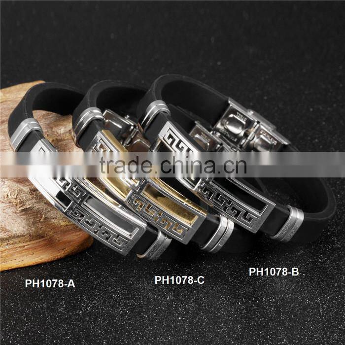 custom silicone bracelet with stainless less clasp hot-sell