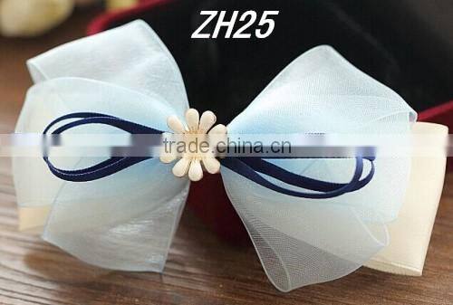 Summer Blue Chiffon Ribbon Fashion Hair Bow Designs Accessories