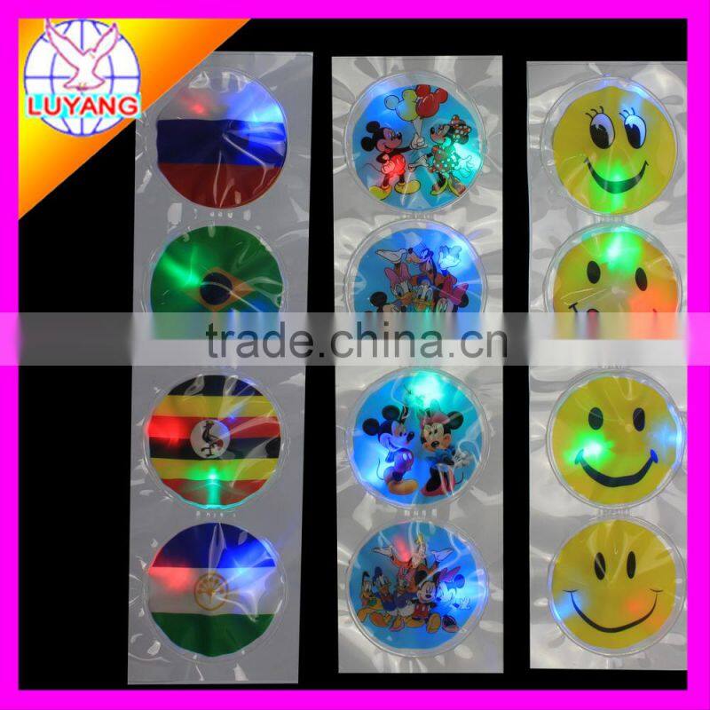 2015 LED soft pvc sticker badge brooch for promotion gift PP002