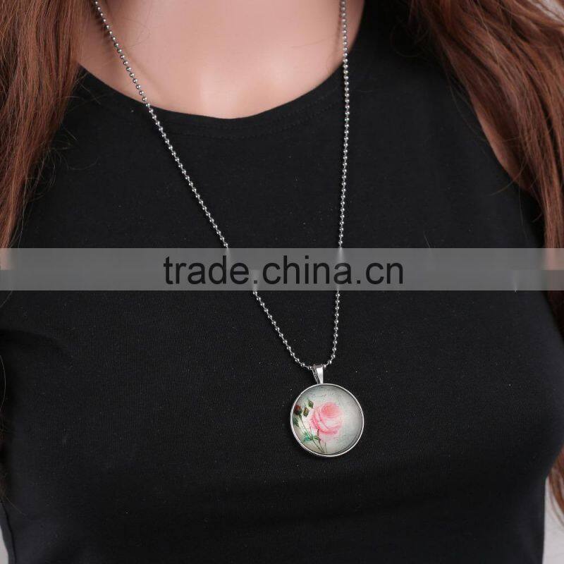Rose glowing necklace DIY jewelry glass dome pendant--accept your picture to do it.
