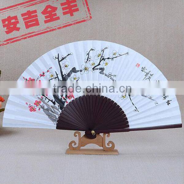 9 inch hand-painted rice paper fan Chinese style men's antiquity big fan wholesale custom Korean paper folding folding fan