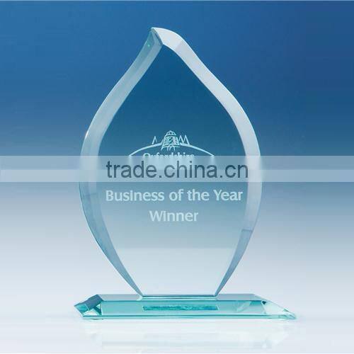 flame design crystal glass plaque with laser engraved