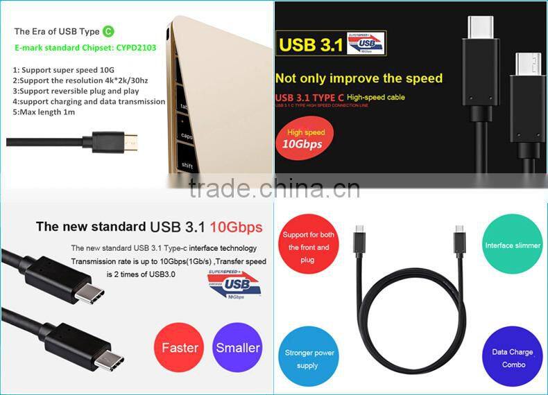 USB Type C Cable, Type-C to Type-C Connector Data Cable Reversible Design with Ease of Use Fully Backward Compatible