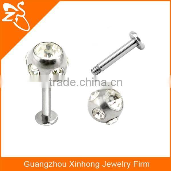 Wholesale 2016 latest fashion stainless steel zircon lip piercing jewelry rings