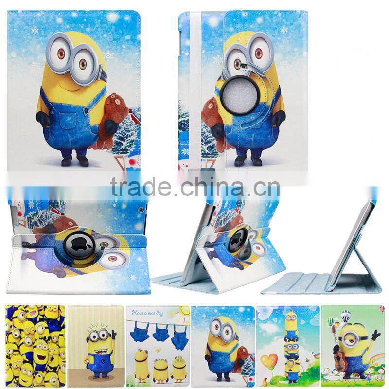 Cartoon Despicable Me Minions Rotation Case For iPad Air 2 iPad Air