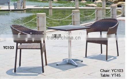 outdoor furniture leisure comfortable rattan aluminum garden coffee shop sets (YT45,YC0103)
