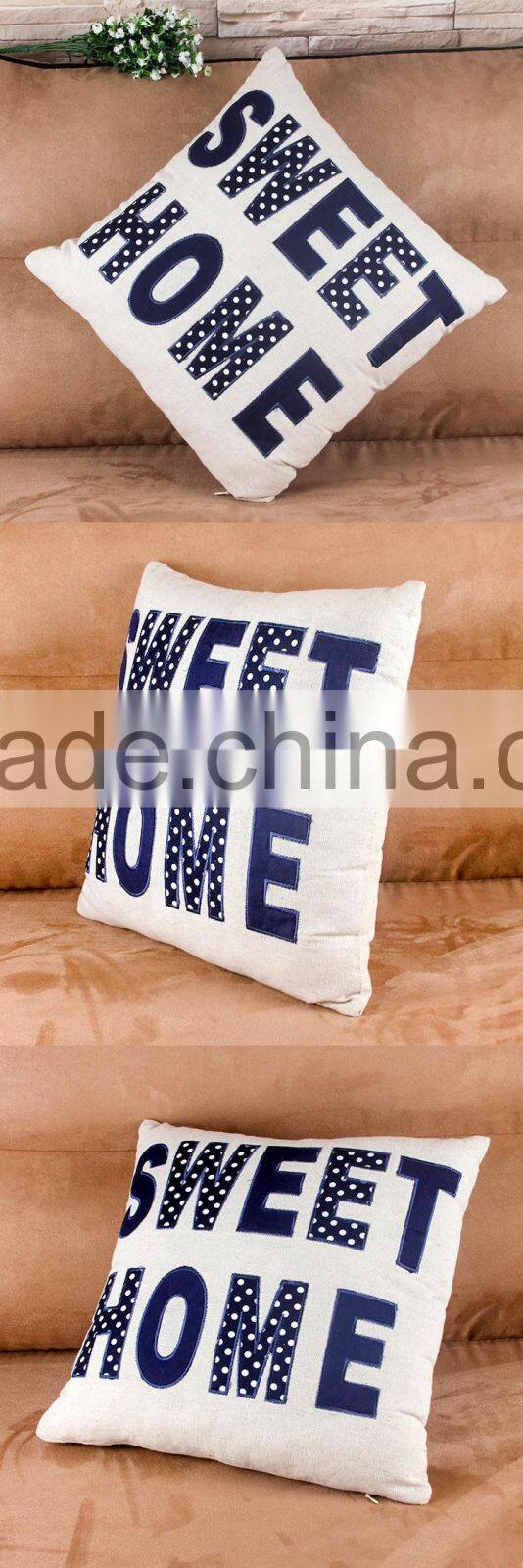 American country HOME alphabet cotton and linen embroidered hold pillow high-grade cartoon sofa cushion cover