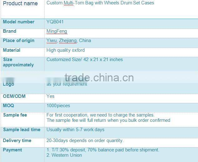 Custom Multi-Tom Bag with Wheels Drum Set Cases