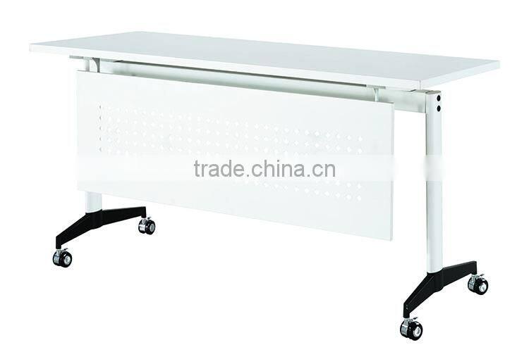 modern office furniture metal folding study table with wheels suit for 1400*500/600 table top QM-06