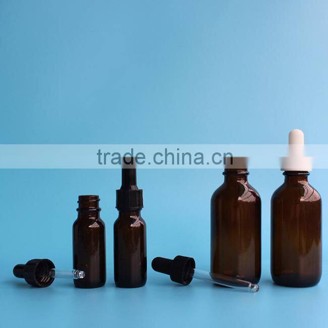 15ml/60ml/120ml Amber boston round glass bottle with dropper