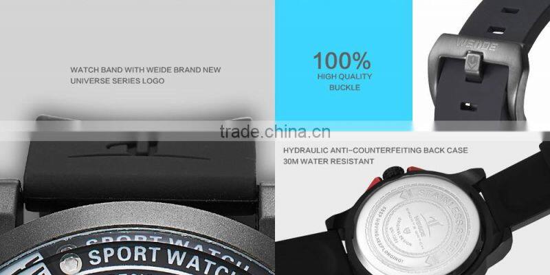 WEIDE UV1501-1C Men Sport Classic Quartz Watch, Weide Watch, Silicone Wrist Watch