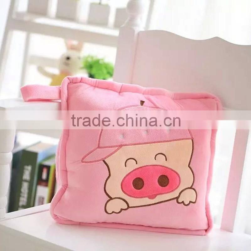 lovely cartoon animal mudull pig style colorful 1X1.5m office TV plush A/C multifunctional pillow cushion blanket