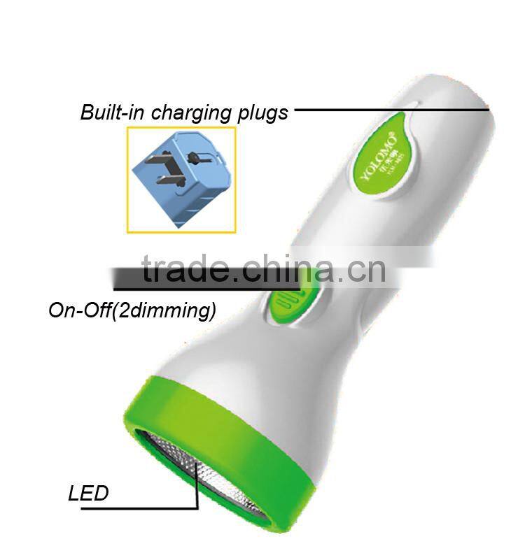 White rechargeble 1 LED torch light rechargeable portable lamp torch