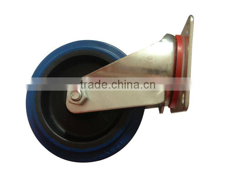swivel blue elastic rubber caster