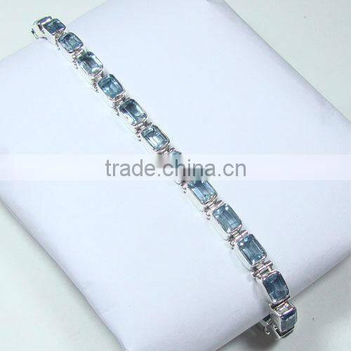 Natural Tibetan Turquoise 925 Stelring Silver Bracelet