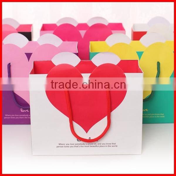 Heart Shape Designed Shopping Paper Bags With Rope Wholesale