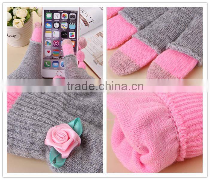 Jacquard Style Gloves Striped Touch Screen Gloves For Smart Phones Softextile Glove