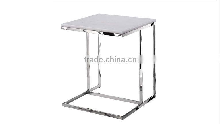 White marble top Stainless Steel frame snack table