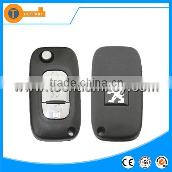 Light LED 3 button remote car alarm key fob blanks wholessale with 307 blade for Peugeot 206 30 7 407 408