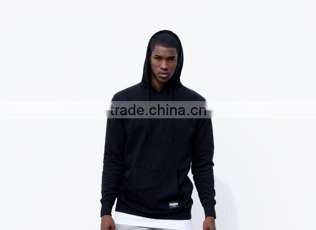 pullovers 100% cotton oversized black silk-printing logo on the back high quality men korean hoodie