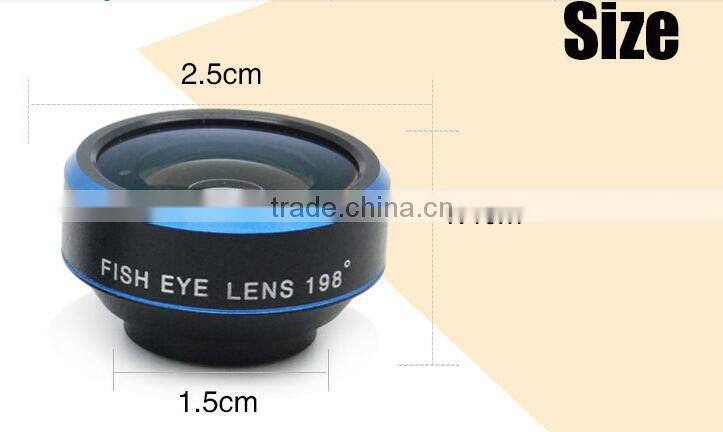 Newest Fisheye Lens 198 Degress Magnetic Clip Lens 0.6x Wide Angel 1.5x Macro Phone Camera Lens