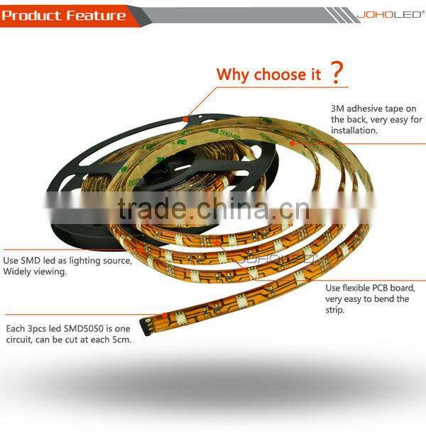 Waterproof DC12V 5050 60leds/m 14w/m CE&RoHS cerificated wholesale rgb led strip light5050