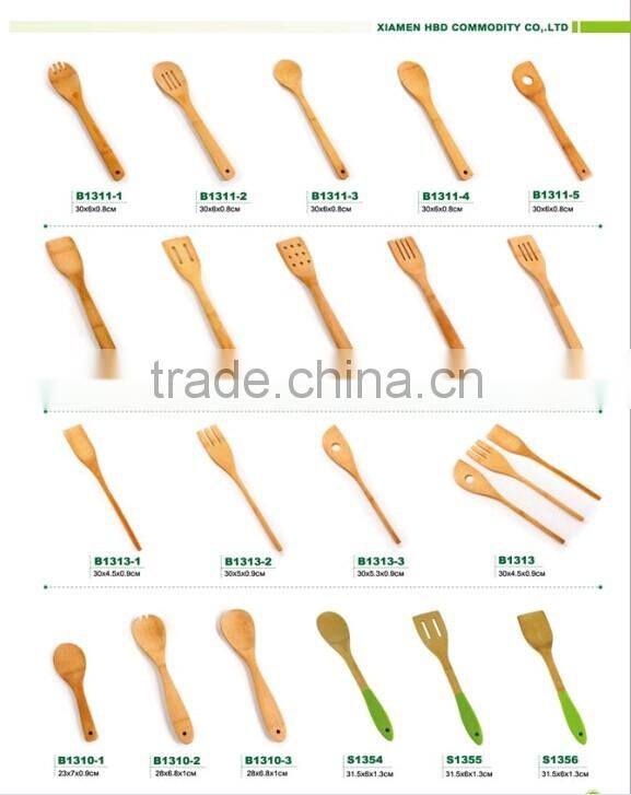 Durable design of wood slotted spoon bamboo slotted spoon