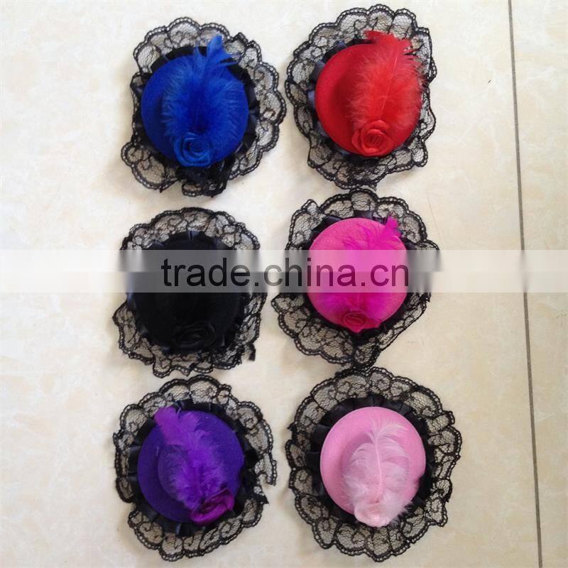 Wholesale cheap baby girl hair decoration mini top hat clip