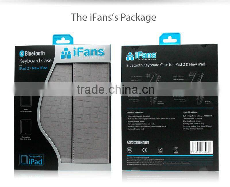 2013 New Tablet Bluetooth Keyboard with Stand Leather Cover for new iPad