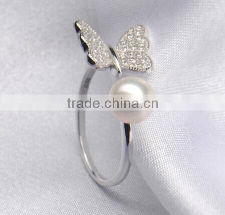 white round AAA 6mm sterling silver Freshwater Pearl Ring