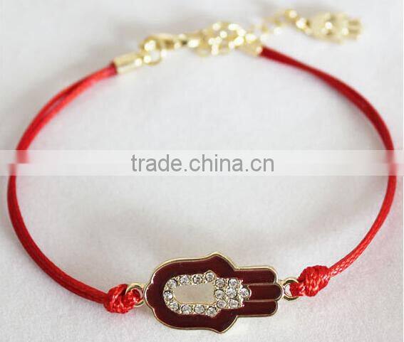 Fashion enameled hamsa hand for elastic rope bracelet