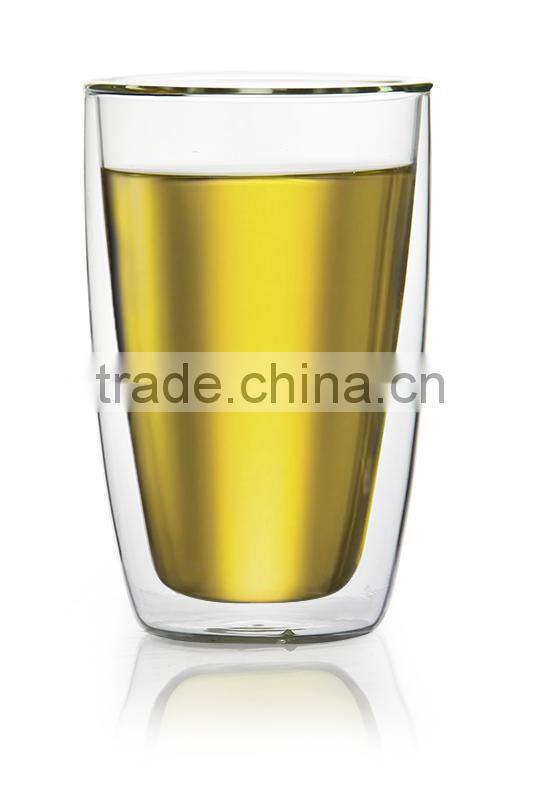 clear borosilicate glass double glass cup for factory