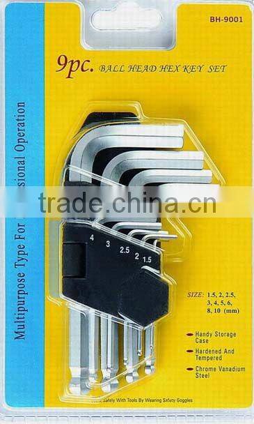 9 PC Ball head L Allen Wrench Hex Key Set Metric And SAE
