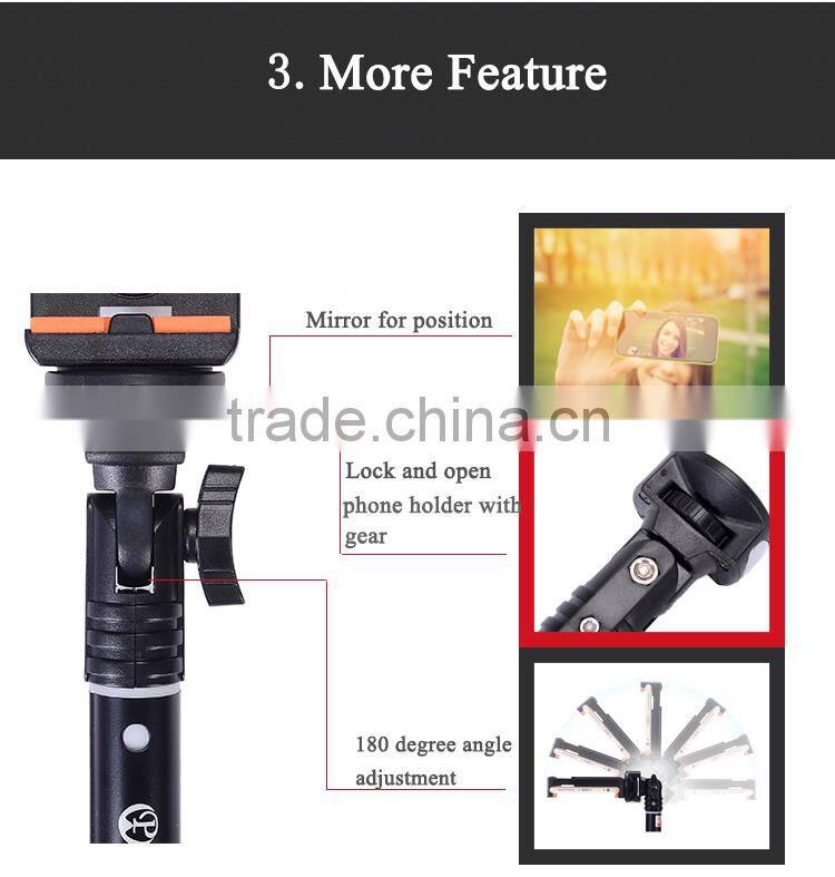 Practical aluminum material selfie stick fashion wireless monopod with a strong phone holder