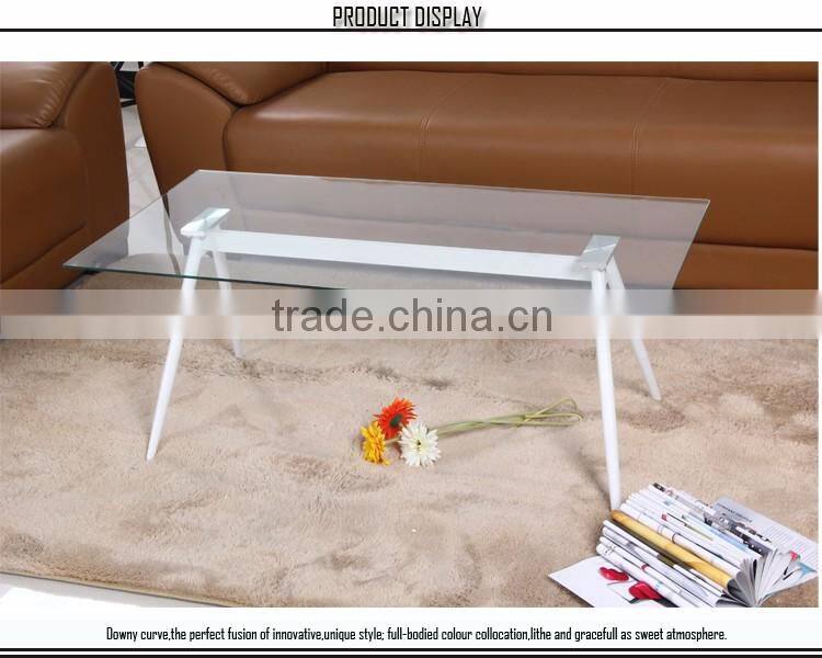 Wholesale Popular Clear Glass Metal Leg Coffee Table