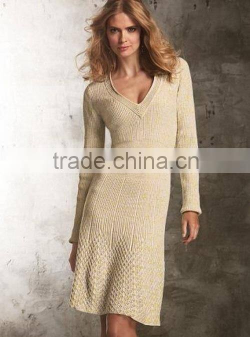 Classy Sweater Dress Fashion Autumn Winter Off shoulder design women Rib knit dresses