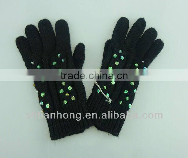 winter custom fashion wool knitted gloves lining