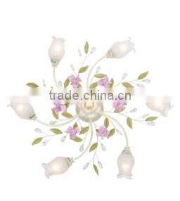 SD0950/6 Rural Style Wrought Iron With Peony Flower Chandelier