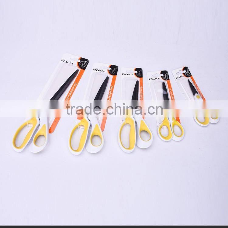 SH13015WY-T-2016 New design professional 5"coated black titanium blade houeshold scissors with soft touch handle
