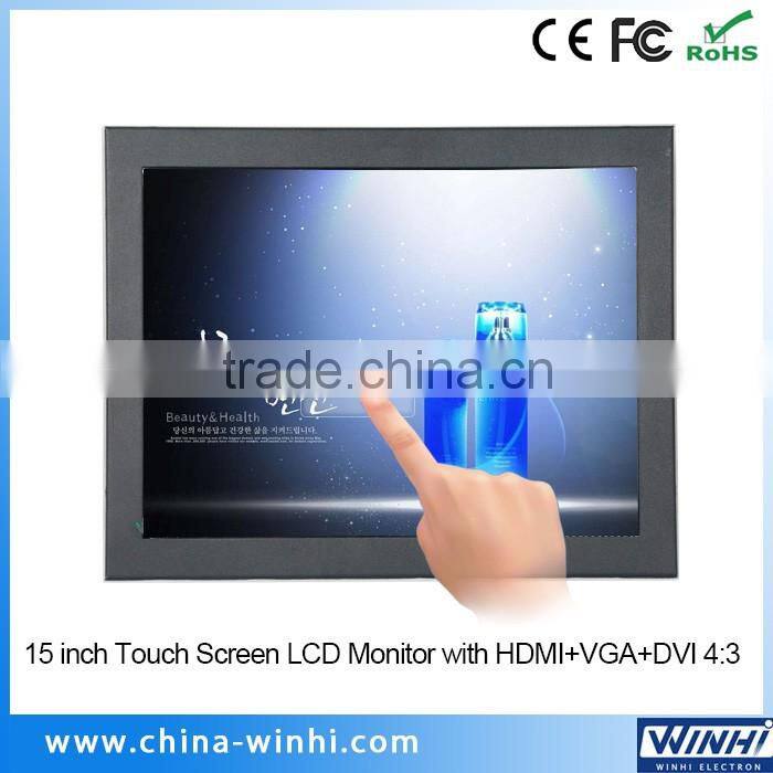 15 inch full hd vga resolution 1024 x 768 flexible lcd monitor touch screen