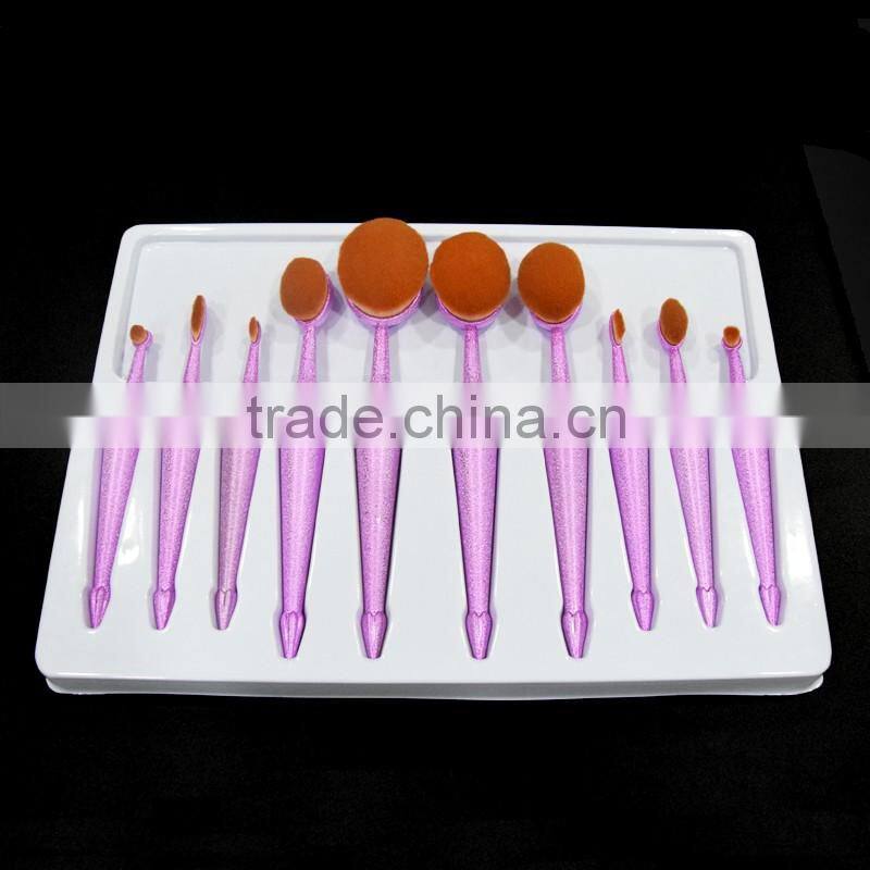 Hot 10pieces frosted handle toothbrush oval cosmetic makeup brush set