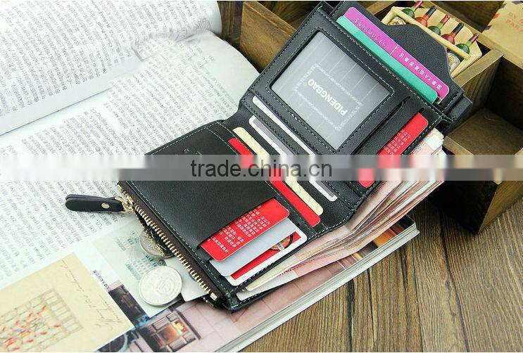 2016 Fashion Men Wallets Faux Leather Bifold Wallet ID Credit Card Holder Coin Purse Pockets Clutch With Zipper Wallets