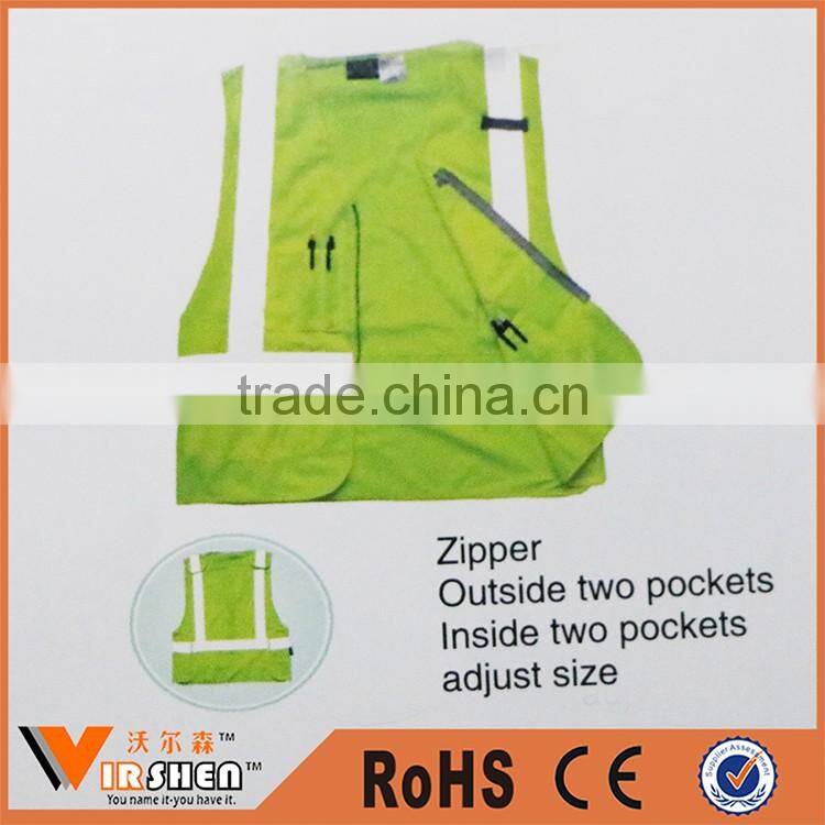Reflective safety clothing airport walking safety vest with pockets