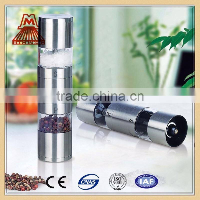 Latest hot selling W121-021 55x 220mm 2 in 1 style Manual Salt And Pepper Mill