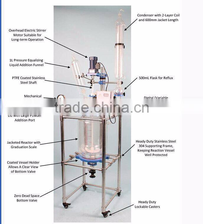 factory price chemical double-layer glass reactor