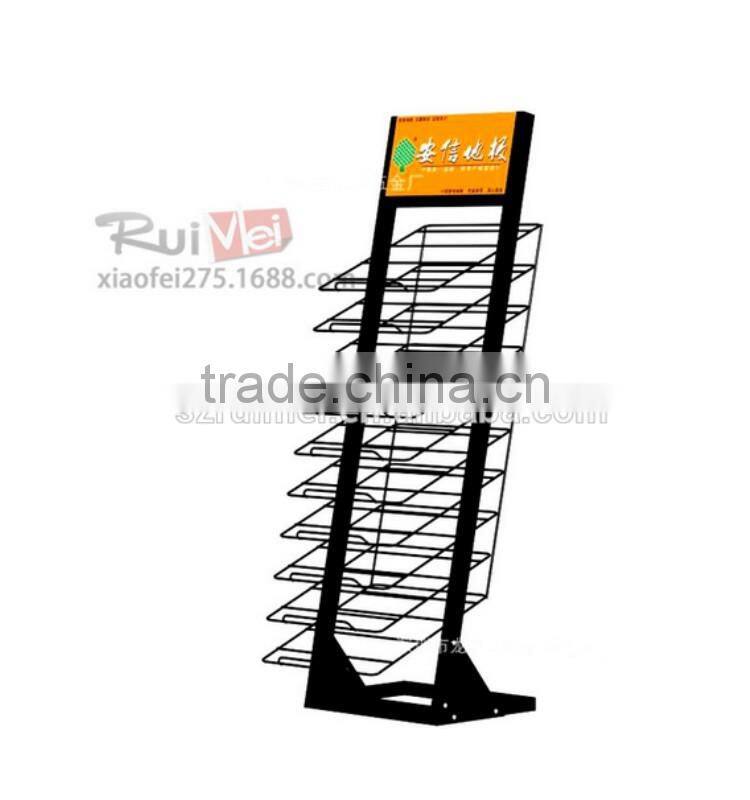 Floor-standing multi-tier customized carpet sample dsiplay rack