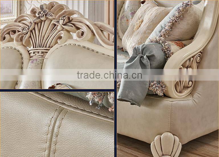 Solid wood living room furniture vase and flowers carving design fabrice sofa set