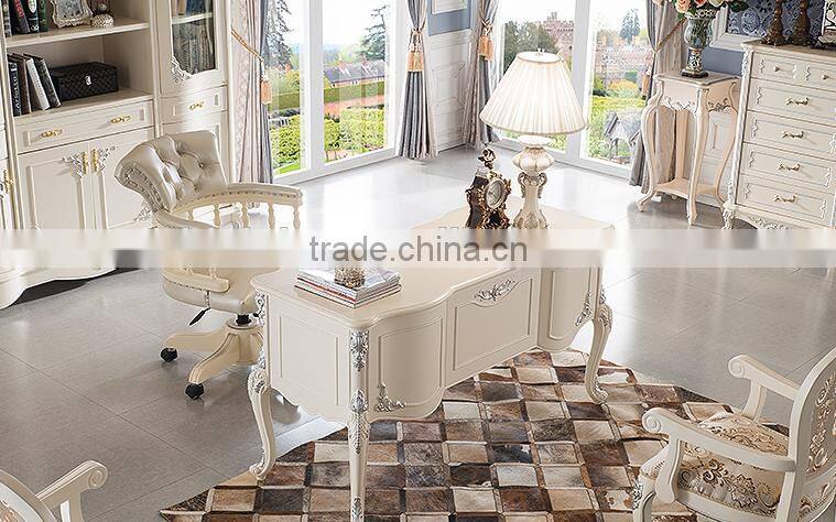 Concise design new classical office furniture solid wood white color swivel adjustable office chair