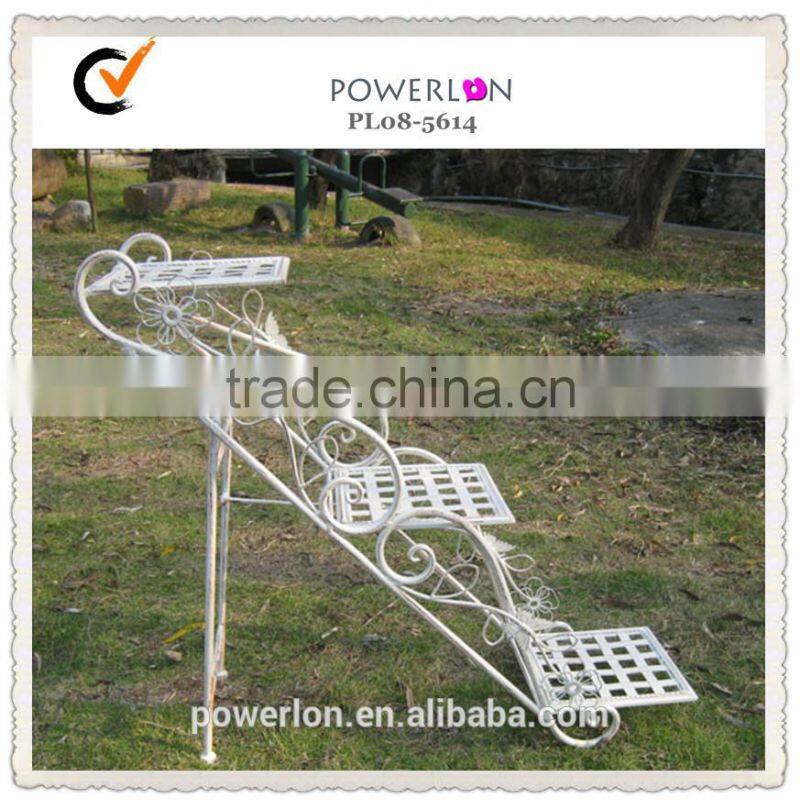 POWERLON Vintage 3-tier metal plant stand outdoor garden decor